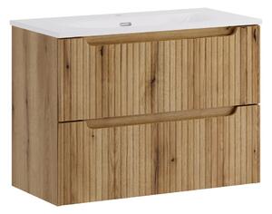 Comad Závesná skrinka Nova Sky so zápustným umývadlom Nova 80 cm dub coast evoke