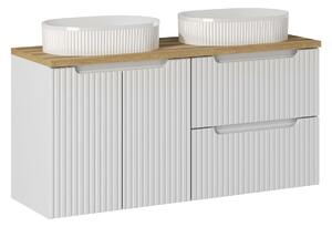 Comad Závesná skrinka Nova White Beyond s doskou a umývadlami 120 cm biela/dub evoke