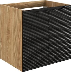 Comad Závesná skrinka Ocean Sky II so zápustným umývadlom 60 cm čierna/dub olejovaný