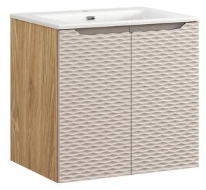 Comad Závesná skrinka Ocean Sky II so zápustným umývadlom 60 cm béžová/dub olejovaný