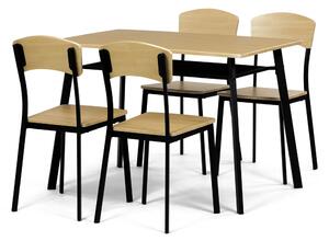 Autronic - Set jídelní (1+4), MDF dekor dub, černý kov - AUT-O2222 OAK AKCE