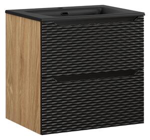 Comad Závesná skrinka Ocean Sky so zápustným umývadlom 60 cm čierna/dub olejovaný