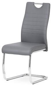 Autronic - jedálenská stolička, koženka sivá, chróm - DCL-418 GREY