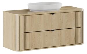 Comad Závesná skrinka Ovalia River s doskou a umývadlom 120 cm dub Cremona