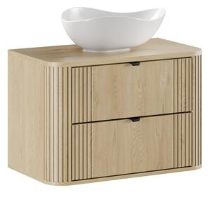 Comad Závesná skrinka Ovalia Cloud s doskou a umývadlom 80 cm dub Cremona