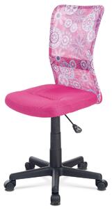 Autronic - kancelárska stolička, ružová mesh, plastový kríž, sieťovina motív - KA-2325 PINK AKCE