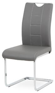 Autronic - jedálenská stolička sivá koženka / chróm - DCL-411 GREY