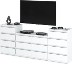 FURNICA - GABRIEL - Komoda so 14 zásuvkami (4+6+4) - biela matná V92/70cm Š220cm H33cm