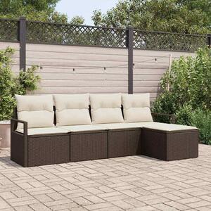 Maison Exclusive – Sedacia súprava, 5 kusov, hnedá [syntetický materiál]: polyratan