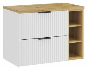 Comad Závesná skrinka pod umývadlo Casad I s doskou 80 cm biela/dub remeselný