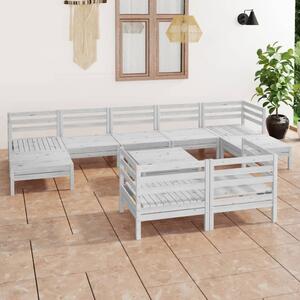Maison Exclusive - 10-dielna záhradná sedacia súprava, biela, borovicový masív
