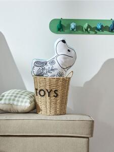 Sinsay - Pletený úložný kôš s rukoväťami a nápisom "Toys" - béžová