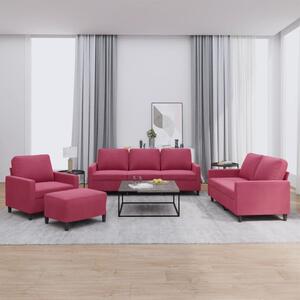 Maison Exclusive – 4-dielna sedacia súprava s vankúmi z vínovoerveného zamatu