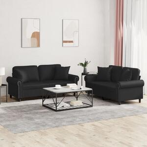 Maison Exclusive – 2-dielna sedacia súprava s vankúšmi, čierna umelá koža