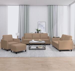 Maison Exclusive – 4-dielna sedacia súprava s vankúmi v odtieni cappuccino-hnedá, z umelej koe