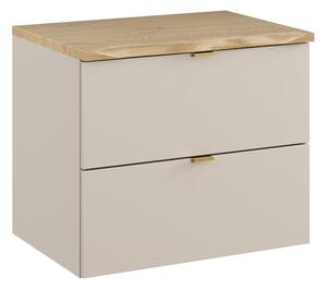 Comad Závesná skrinka pod umývadlo Dalia Cashmere Nature s doskou 60 cm béžová/dub cremona