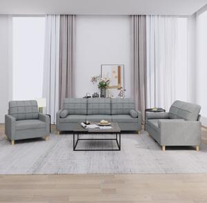 Maison Exclusive – 3-dielna sedacia súprava s vankúmi, svetlosivá látka