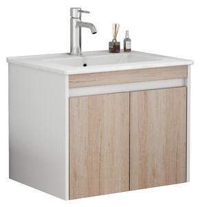 Závesná skrinka pod umývadlo Houseland Morvia 60 cm dub/biela