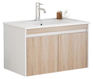 Závesná skrinka pod umývadlo Houseland Morvia 80 cm dub/biela