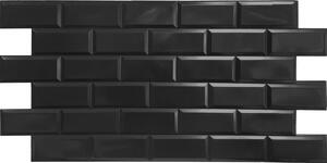 Obkladové panely 3D PVC TP10024060, cena za kus, rozmer 966 x 484 mm, obklad čierny lesklý, GRACE