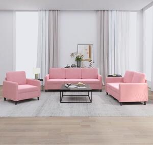 Maison Exclusive – 3-dielna sedacia súprava z ružového zamatu