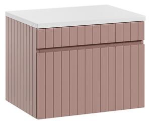 Comad Závesná skrinka pod umývadlo Iconic s doskou 60 cm ružová/biela