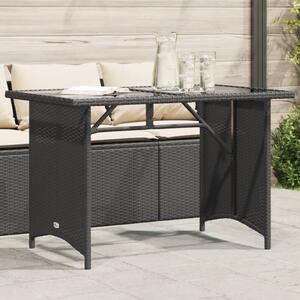 Maison Exclusive - Záhradný stôl so sklenenou doskou ierna 110x68x70 cm Poly ratan