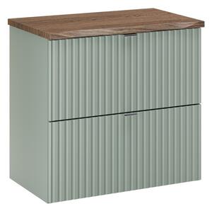 Comad Závesná skrinka pod umývadlo Line Reed Green s doskou 60 cm zelená/dub casella