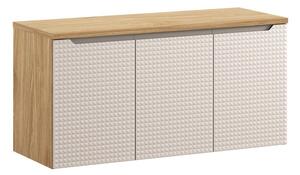 Comad Závesná skrinka pod umývadlo Luxor Beige I s doskou 120 cm béžová/dub olejovaný