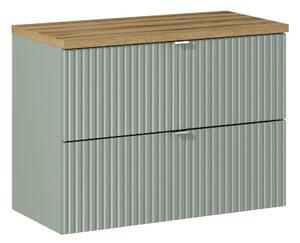 Comad Závesná skrinka pod umývadlo Line Reed s doskou 80 cm zelená/dub coast evoke