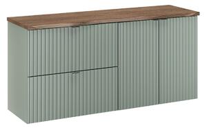 Comad Závesná skrinka pod umývadlo Line Reed Green s doskou 120 cm zelená/dub casella