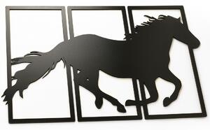 Veselá Stena Drevená nástenná dekorácia Klusajúci kôň čierny