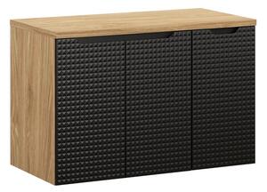 Comad Závesná skrinka pod umývadlo Luxor Black s doskou 90 cm čierna/dub olejovaný