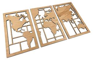 Veselá Stena Drevená nástenná dekorácia Mapa sveta