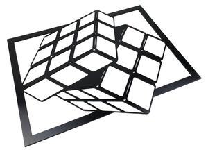 Veselá Stena Drevená nástenná dekorácia Rubikova kocka čierna