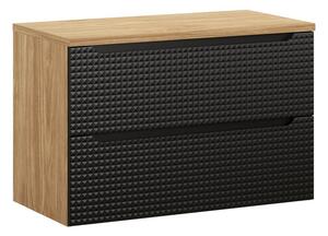 Comad Závesná skrinka pod umývadlo Luxor Black I s doskou 90 cm čierna/dub olejovaný