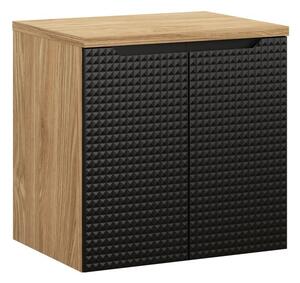 Comad Závesná skrinka pod umývadlo Luxor Black II s doskou 60 cm čierna/dub olejovaný