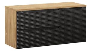 Comad Závesná skrinka pod umývadlo Luxor Black s doskou 120 cm čierna/dub olejovaný