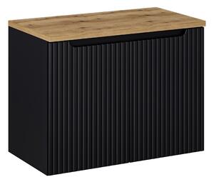 Comad Závesná skrinka pod umývadlo Nova Black II s doskou 80 cm čierna/dub Evoke