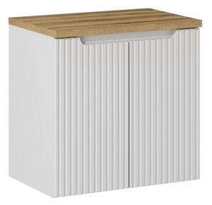Comad Závesná skrinka pod umývadlo Nova Biela II s doskou 60 cm biela/dubový dekor