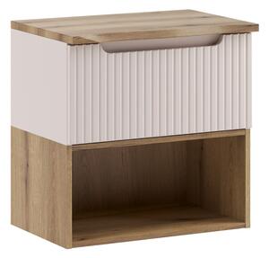 Comad Závesná skrinka pod umývadlo Nova Cashmere Nature s doskou a regálom 60 cm gaštanová/dub coast evoke