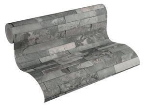 Vliesové tapety na stenu IMPOL 35582-4 Wood and Stone 2, obkladový kameň štiepaná bridlica sivá, rozmer 10,05 m x 0,53 m, A.S.Création