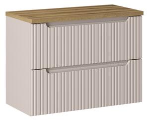 Comad Závesná skrinka pod umývadlo Nova Cashmere II s doskou 80 cm kašmír/dub coast evoke