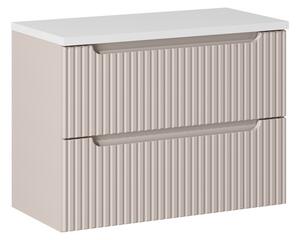 Comad Závesná skrinka pod umývadlo Nova Cashmere II s doskou 80 cm kašmír/biela