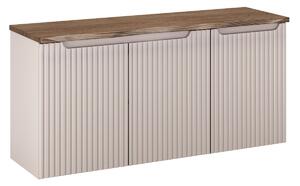 Comad Závesná skrinka pod umývadlo Nova Cashmere s doskou a košom na bielizeň 120 cm kašmírová/dub casella