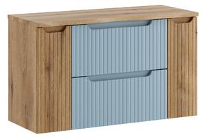 Comad Závesná skrinka pod umývadlo Nova Denim s doskou 100 cm modrá/dub coast evoke