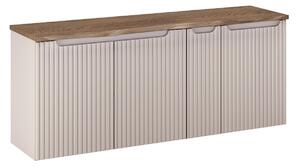 Comad Závesná skrinka pod umývadlo Nova Cashmere s doskou a košom na bielizeň 140 cm kašmírová/dub casella