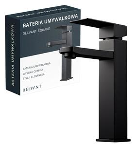 DELVANT SQUARE Umývadlová batéria, vysoká kúpeľňová batéria, páková stojanková batéria, stojanková batéria z nehrdzavejúcej ocele pre umývadlo, čierna