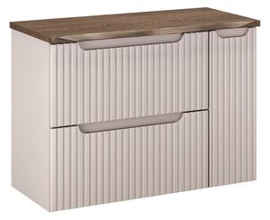 Comad Závesná skrinka pod umývadlo Nova Cashmere s doskou 80 cm kašmírová/dub casella