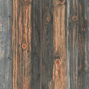 Vliesové tapety na stenu IMPOL 9086-12 Wood and Stone 2, drevené dosky s hrčami hnedé, rozmer 10,05 m x 0,53 m, A.S.Création